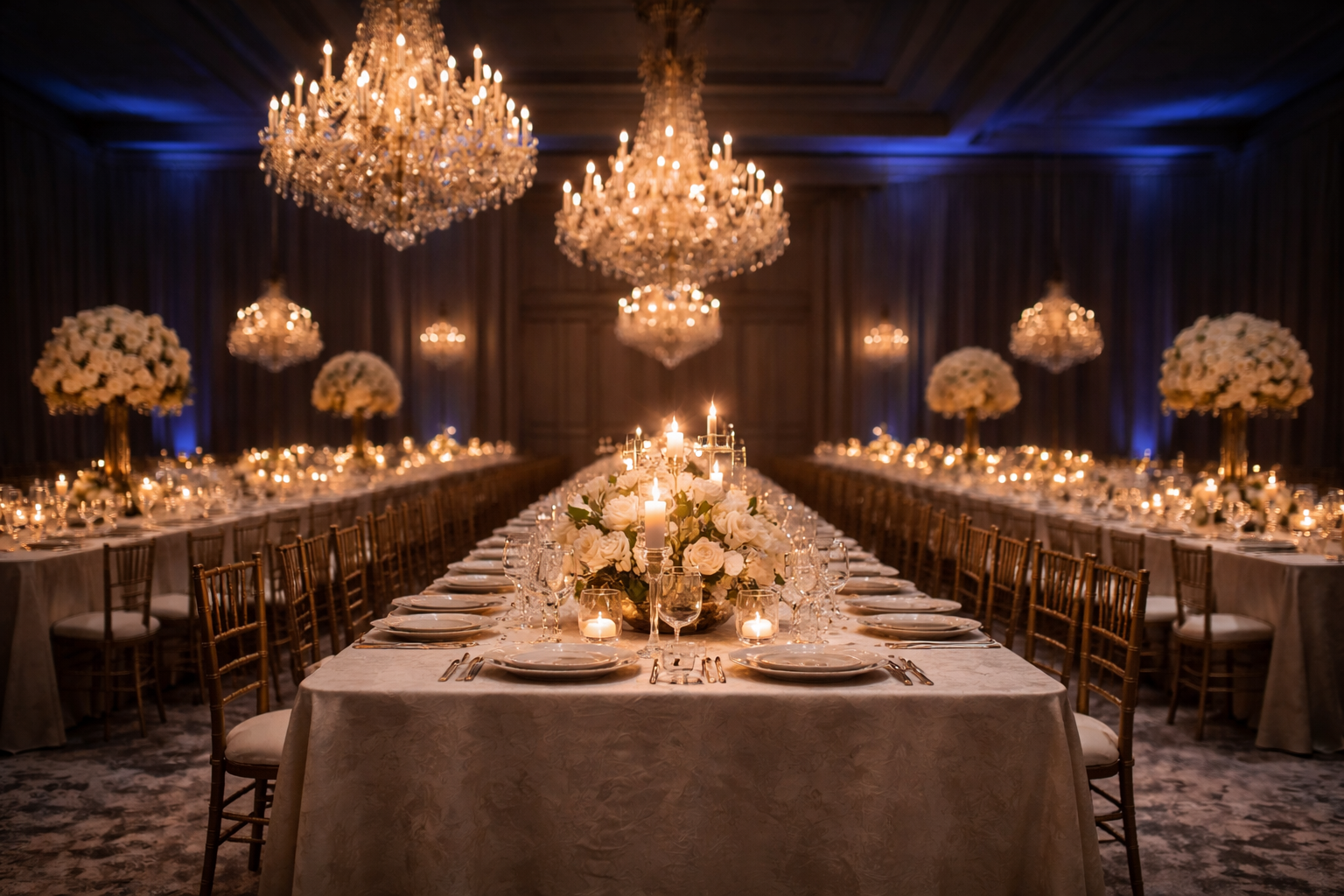 Ambiance élégante d'événement avec décoration raffinée